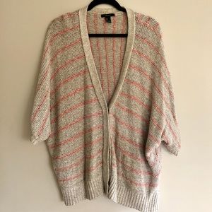 Forever 21 Pink and Grey Striped Cardigan